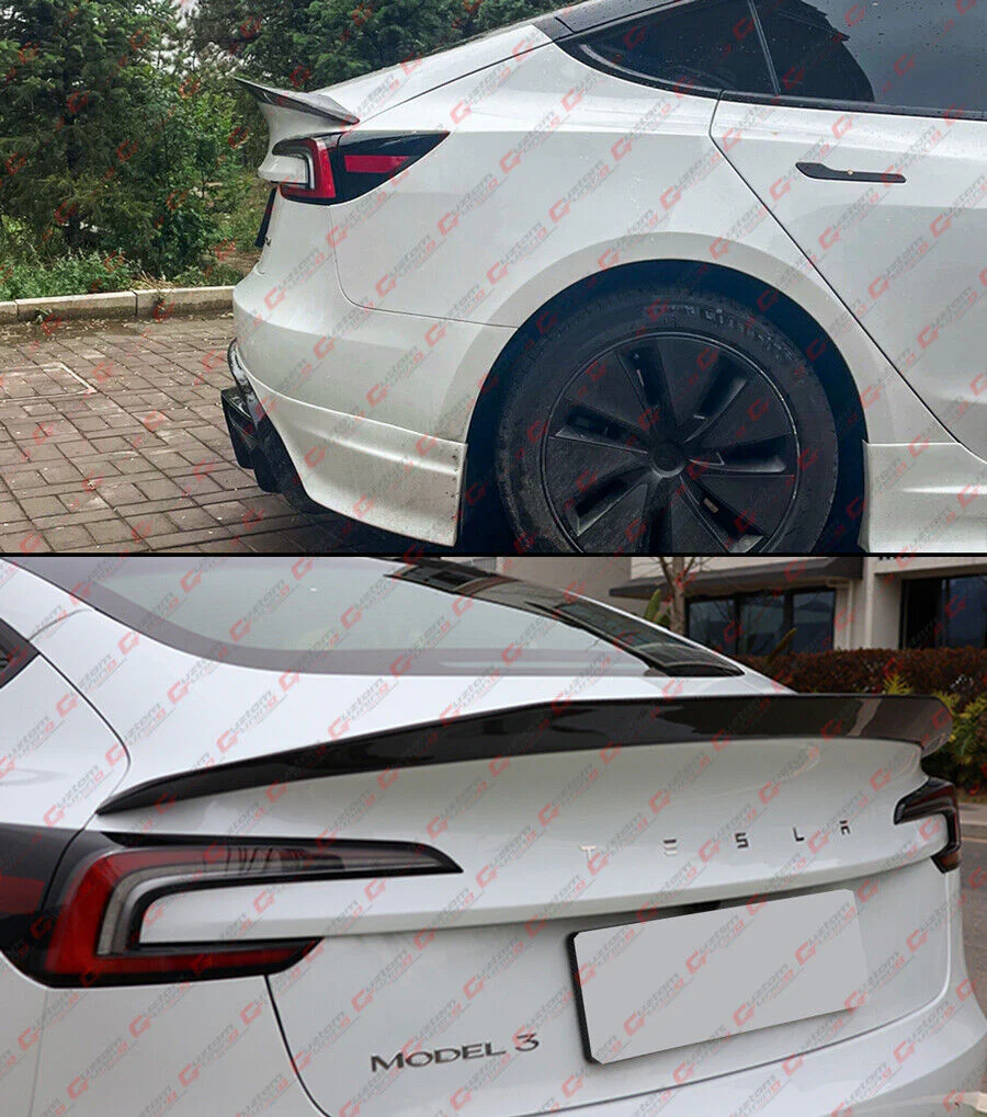 For 2024-2025 Tesla Model 3 Highland Carbon Fiber Rear Trunk Spoiler Wing - Image 5