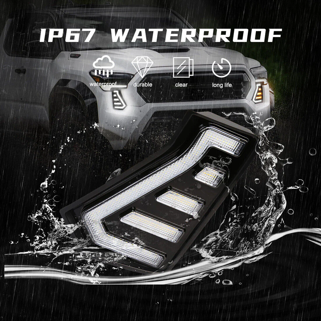 For 2024-2026+ Toyota Tacoma LED DRL Daytime Running Light Turn Signal Fog Lamp - Image 8