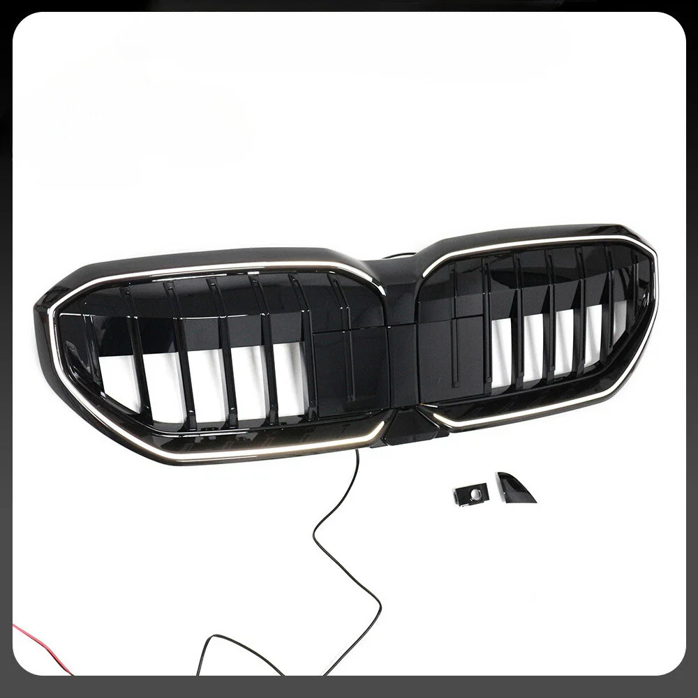 For 2024-2026 BMW 5 Series G60 Front LED Grille Bumper Upper Grill Radiator Gloss Black - Image 4