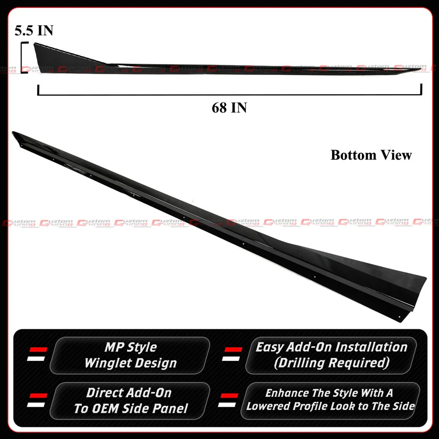 For 2024-2026 BMW G60 530i 540i Winglet Gloss Black Side Skirt Extension - Image 3