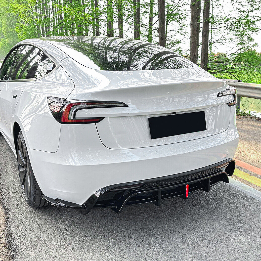 For 2024+ Tesla Model 3 Rear Bumper Lip Splitter Spoiler Diffuser Gloss Black - Image 4