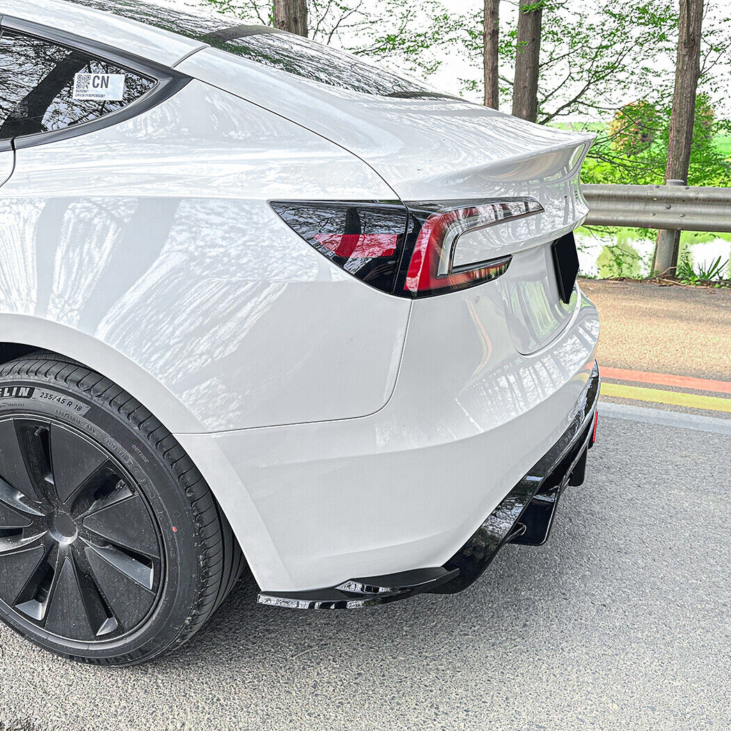 For 2024+ Tesla Model 3 Rear Bumper Lip Splitter Spoiler Diffuser Gloss Black - Image 5