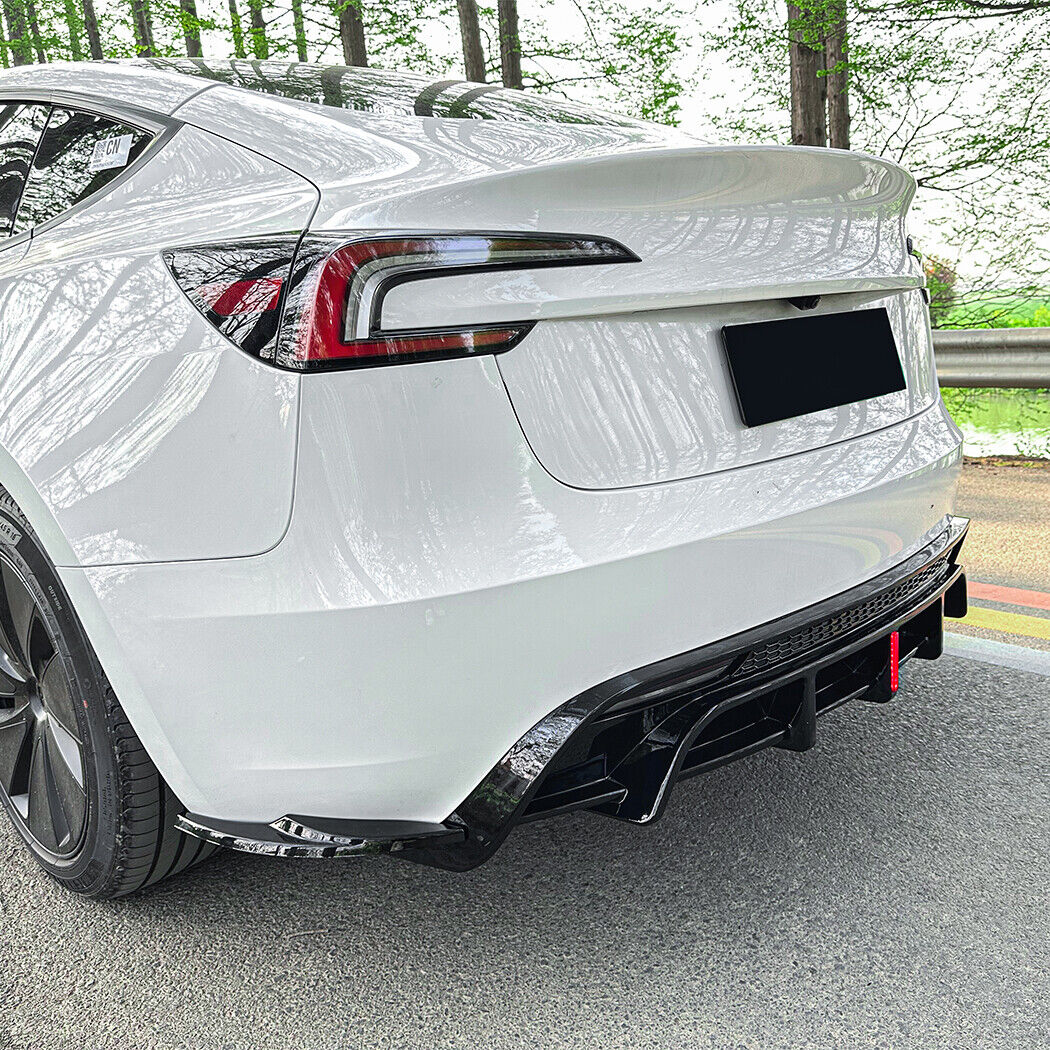 For 2024+ Tesla Model 3 Rear Bumper Lip Splitter Spoiler Diffuser Gloss Black - Image 6