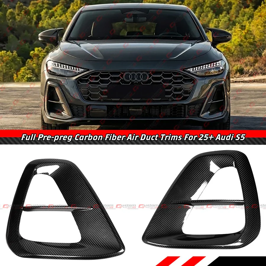 For 2025-2026 Audi S5 B10 Full Carbon Fiber Front Bumper Air Duct Vent Cover Trim - Image 2