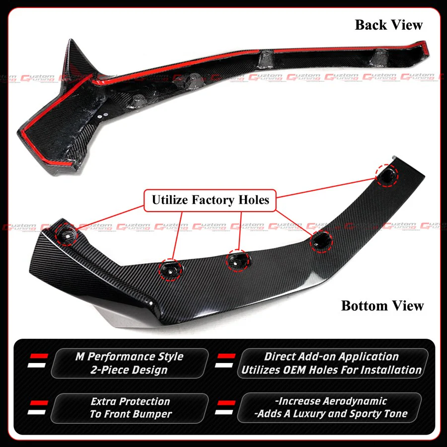 For 2025-2026 BMW G90 G99 M5 Real Carbon Fiber Front Bumper Lip - Image 3