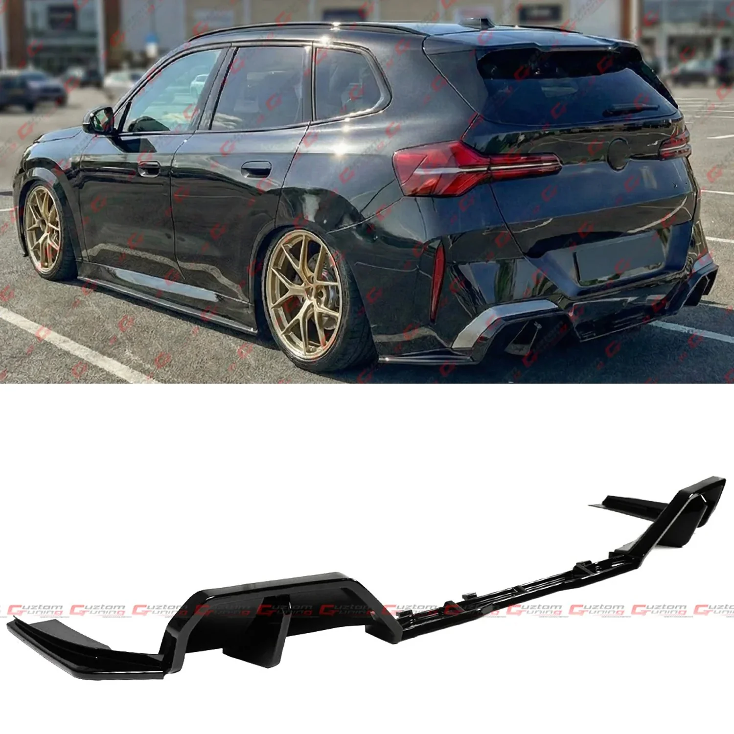 For 2025-2026 BMW X3 G45 M Sport V-ST Style Gloss Black Rear Bumper Diffuser Kit