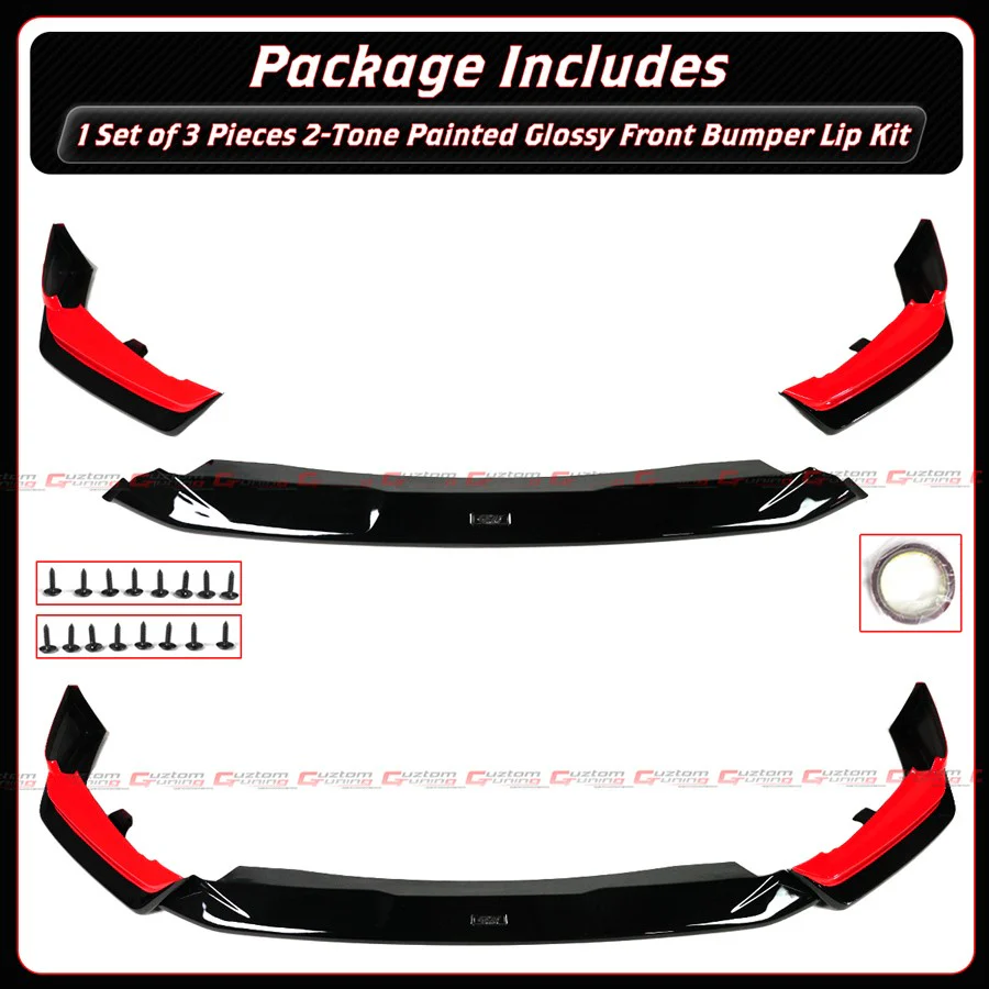 For 2025-2026 Honda Civic 11.5th Rallye Red Black Front Bumper Lip Splitter - Image 4