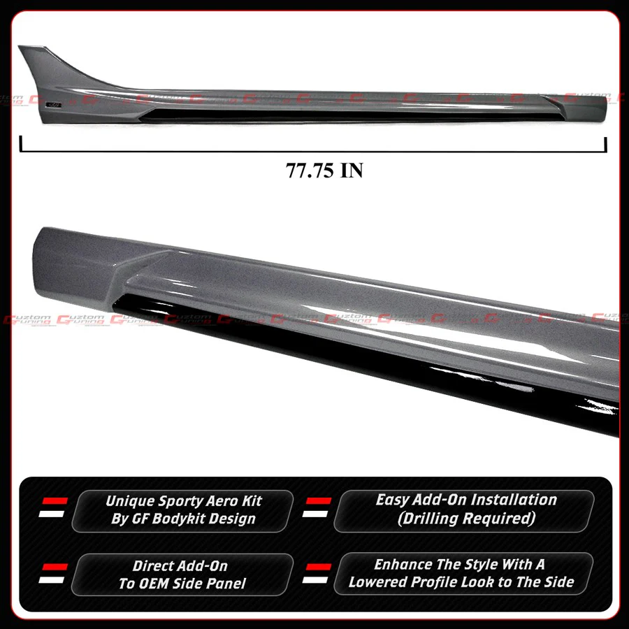 For 2022-2025-2026 Honda Civic Urban Gray Pearl 2 Toned Side Skirt Extension - Image 5