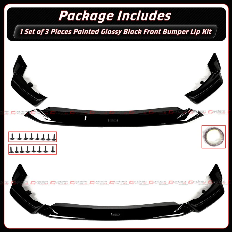 For 2025-2026 Honda Civic GF Bodykit Gloss Black Pearl Front Bumper Lip Splitter - Image 4