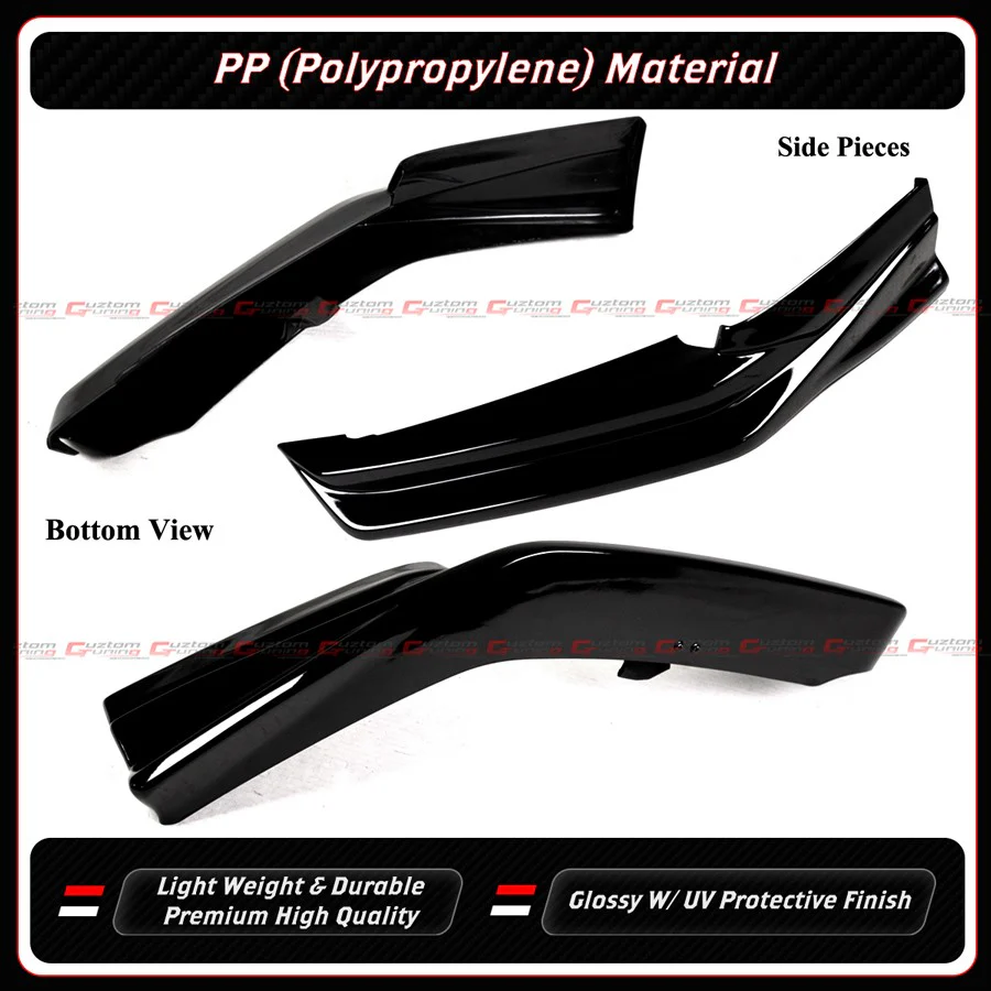 For 2025-2026 Honda Civic GF Bodykit Gloss Black Pearl Front Bumper Lip Splitter - Image 6
