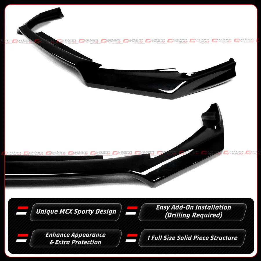 For 2025-2026 Honda Civic 11th M Style Gloss Black 1PC Front Bumper Lip Spoiler - Image 5