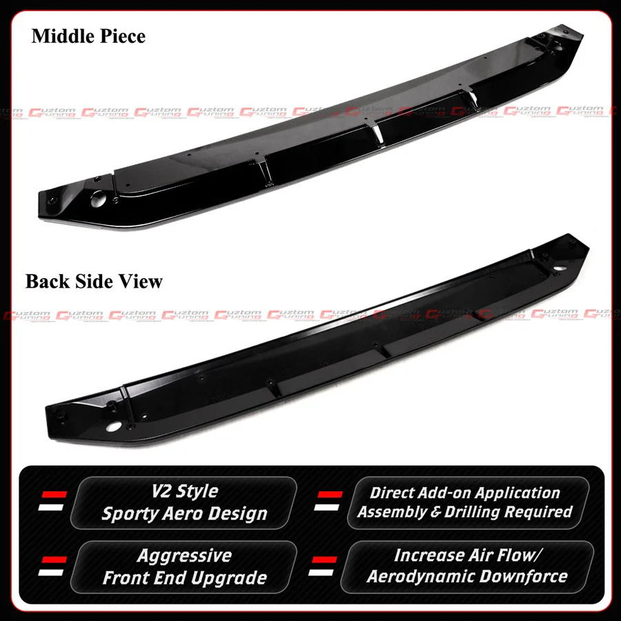 For 2025-2026 Honda Civic Sedan Hatchback V2 Gloss Black Front Bumper Lip Splitter - Image 5