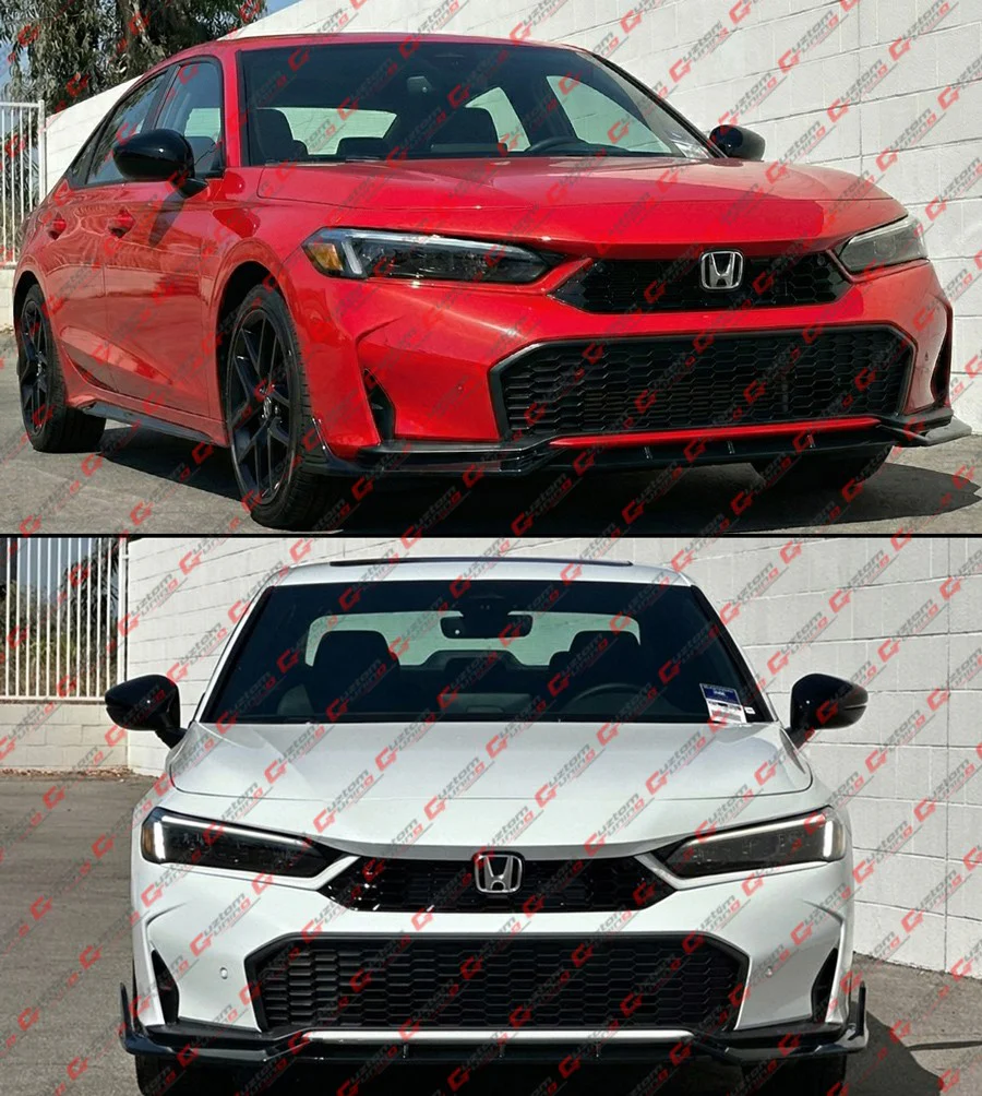 For 2025-2026 Honda Civic Sedan Hatchback V2 Gloss Black Front Bumper Lip Splitter - Image 8
