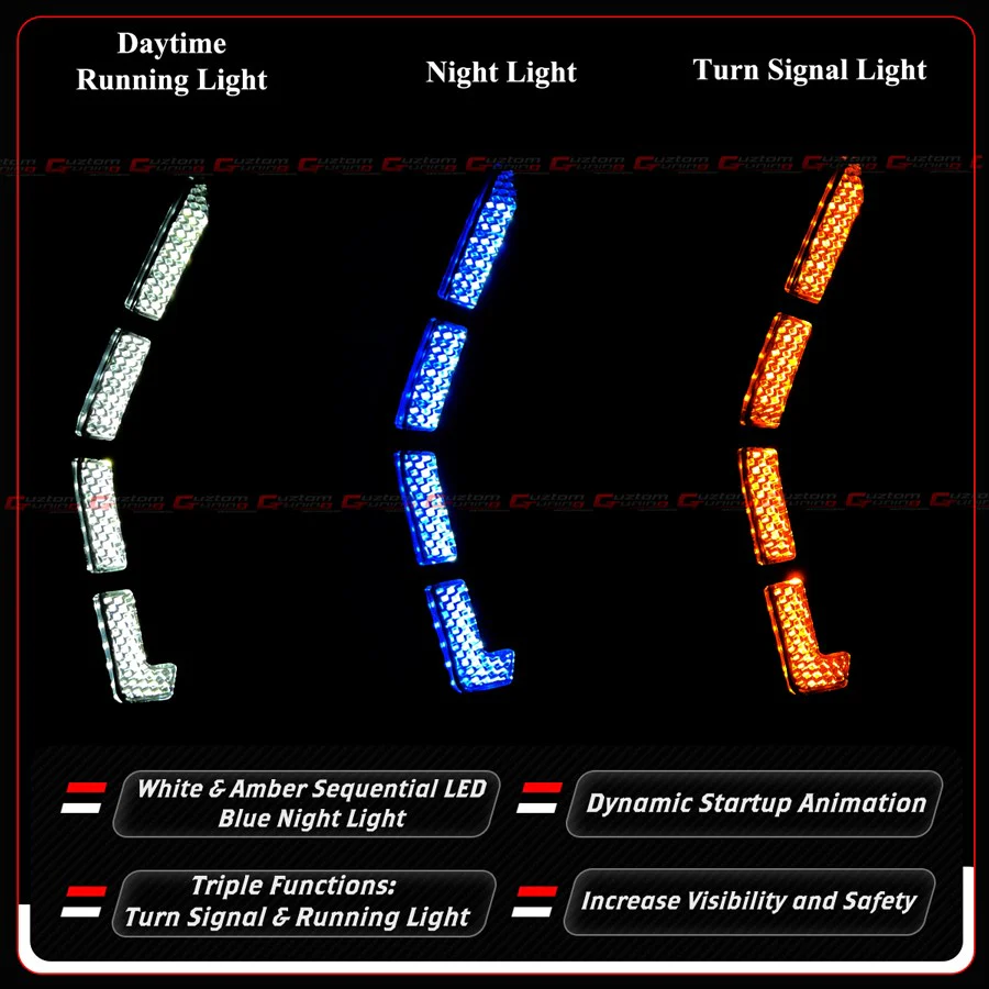 For 2025-2026 Honda Civic V2 Front Bumper Sequential DRL Daytime Running LED Light - Image 2