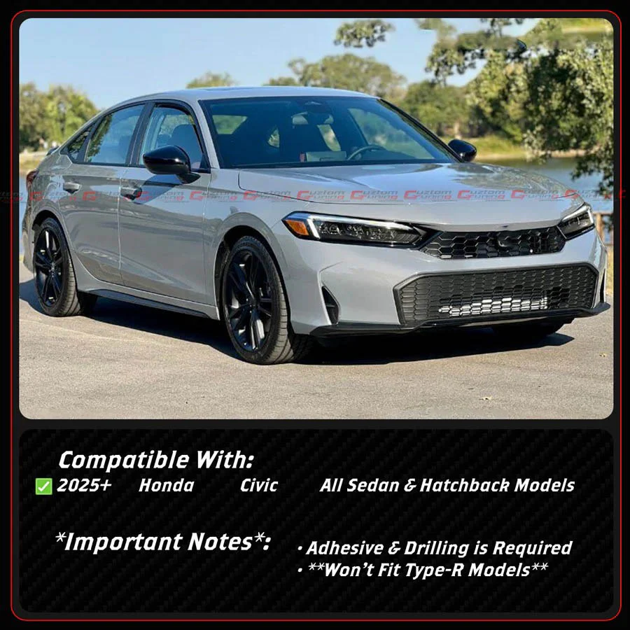 For 2025-2026 Honda Civic Yofer Meteorite Gray Metallic Front Bumper Lip Splitter - Image 4
