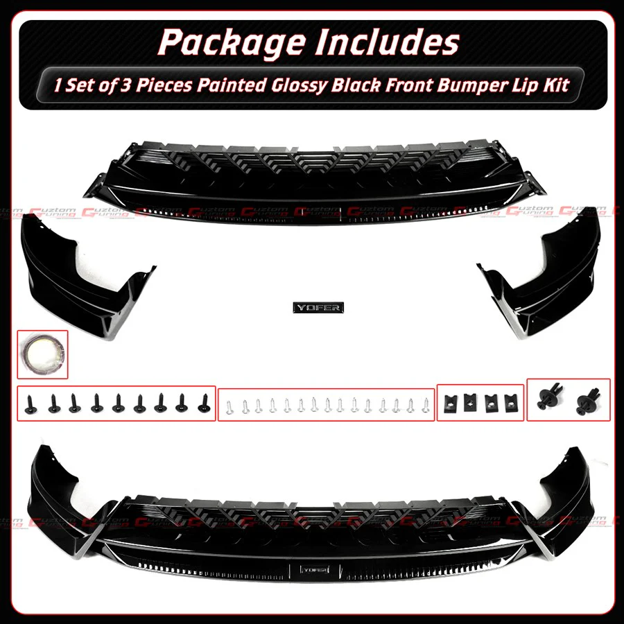 For 2025-2026 Tesla Model Y Juniper Gloss Black Front Bumper Lip Kit By Yofer - Image 6