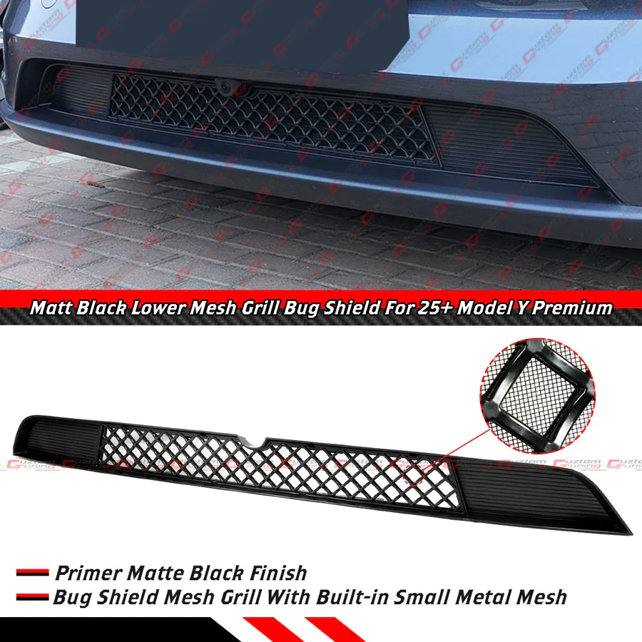 For 2025-2026 Tesla Model Y Juniper Matte Black Front Lower Mesh Grill Bug Shield - Image 2