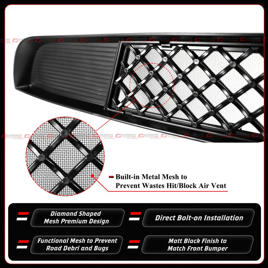 For 2025-2026 Tesla Model Y Juniper Matte Black Front Lower Mesh Grill Bug Shield - Image 5