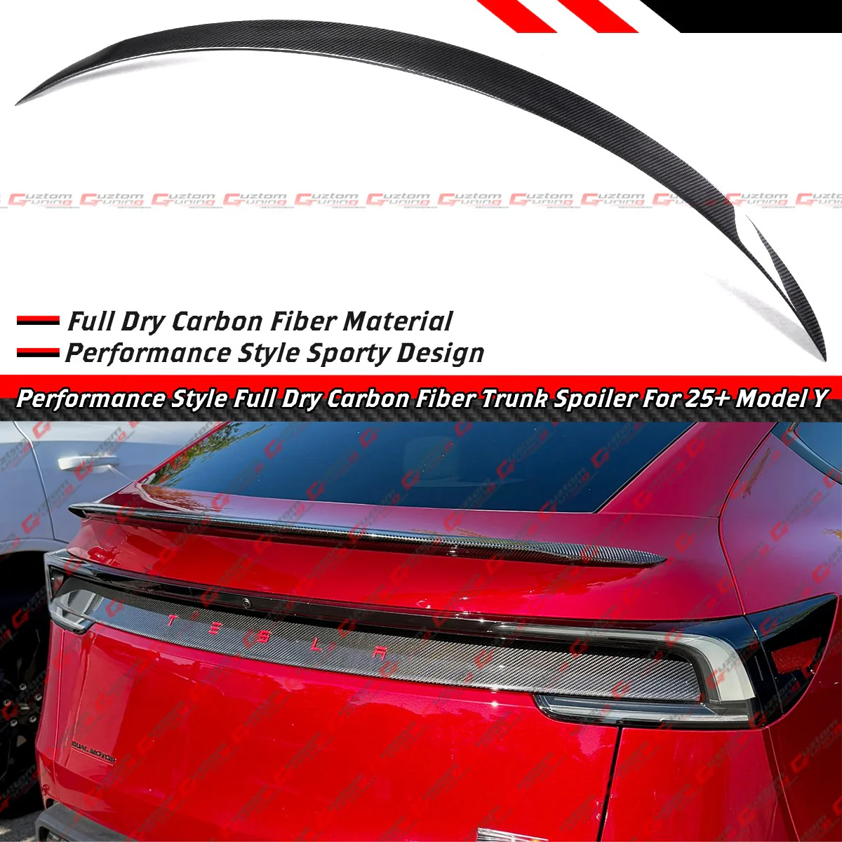 For 2025-2026 Tesla Model Y Juniper Performance Full Carbon Fiber Trunk Spoiler Wing