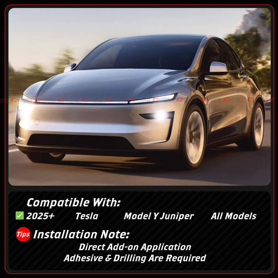 For 2025-2026 Tesla Model Y Juniper Yofer Design Matte Black Side Skirt Extension - Image 2