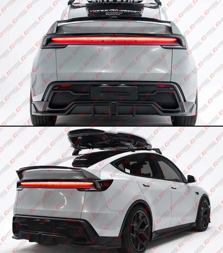 For 2025-2026 Tesla Model Y Juniper Yofer Gloss Black Rear Bumper Diffuser Kit - Image 3