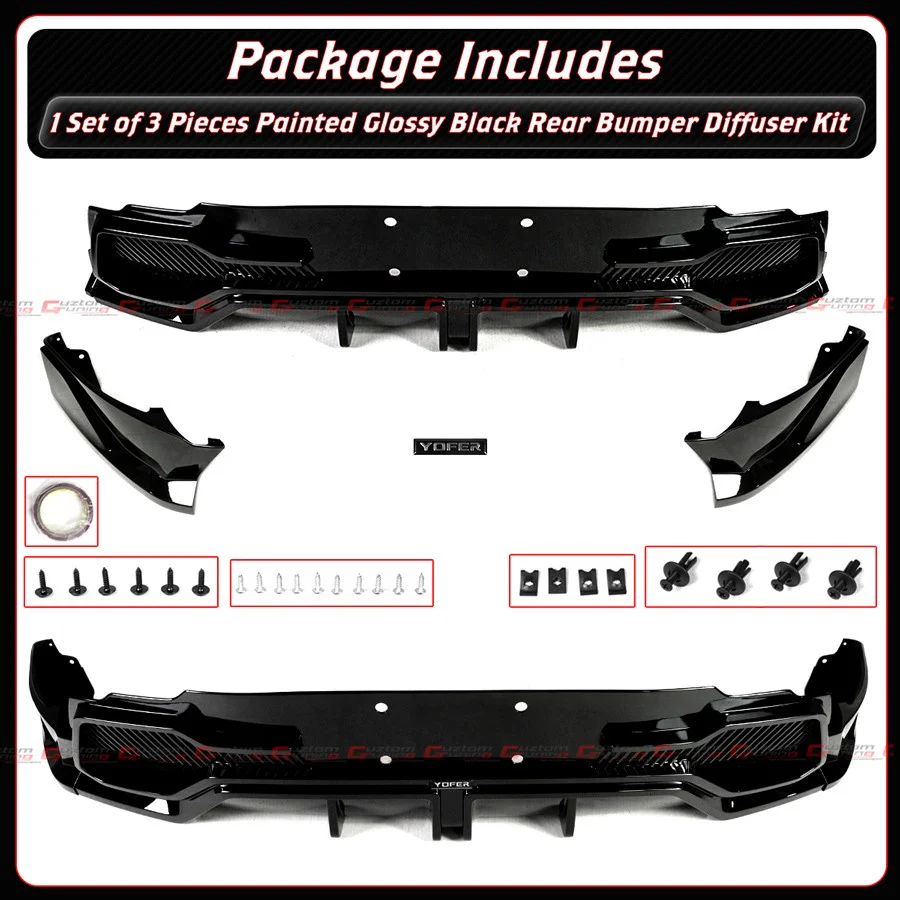 For 2025-2026 Tesla Model Y Juniper Yofer Gloss Black Rear Bumper Diffuser Kit - Image 5