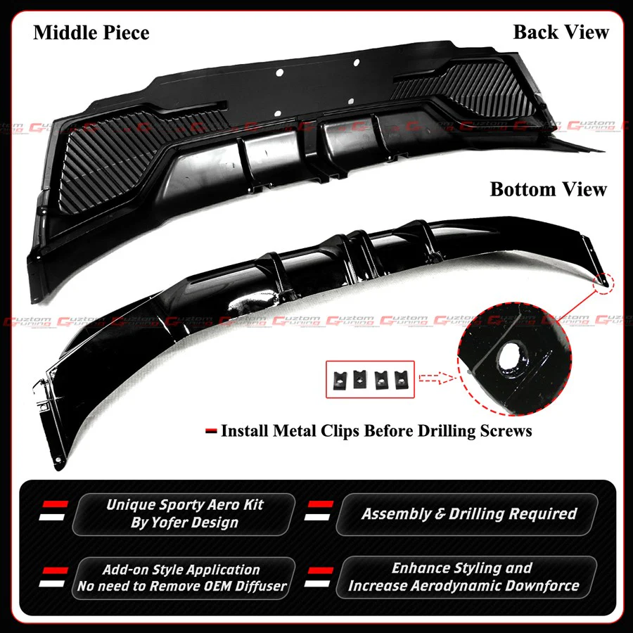 For 2025-2026 Tesla Model Y Juniper Yofer Gloss Black Rear Bumper Diffuser Kit - Image 6