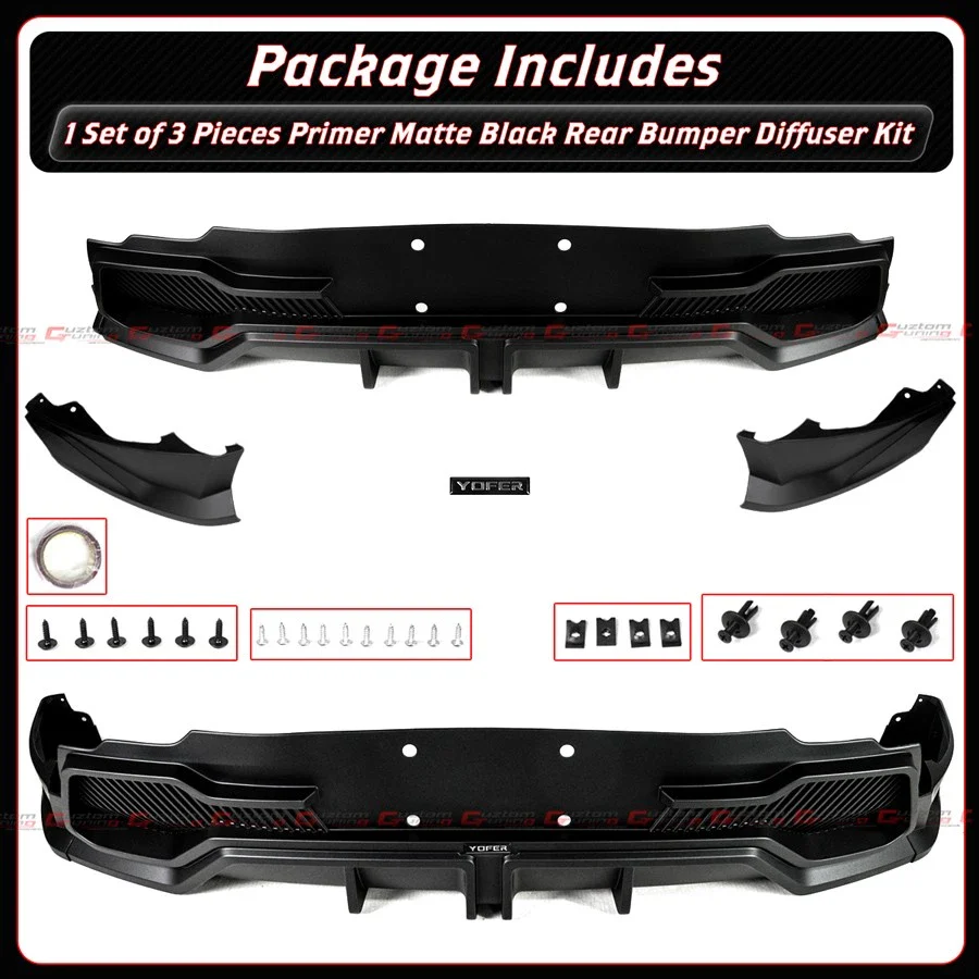 For 2025-2026 Tesla Model Y Juniper Yofer Matte Black Rear Bumper Diffuser Kit - Image 4