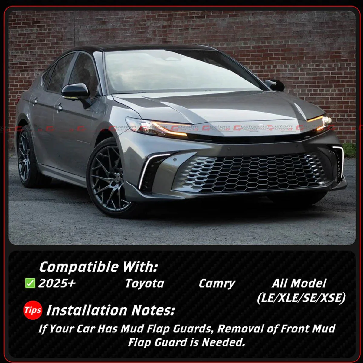 For 2025-2026 Toyota Camry 9th Gen CTM Ocean Gem Black 2-Toned Side Skirt Extension - Image 2