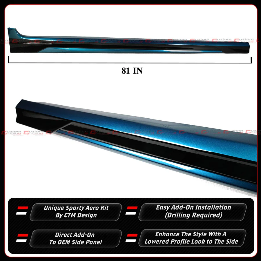 For 2025-2026 Toyota Camry 9th Gen CTM Ocean Gem Black 2-Toned Side Skirt Extension - Image 4