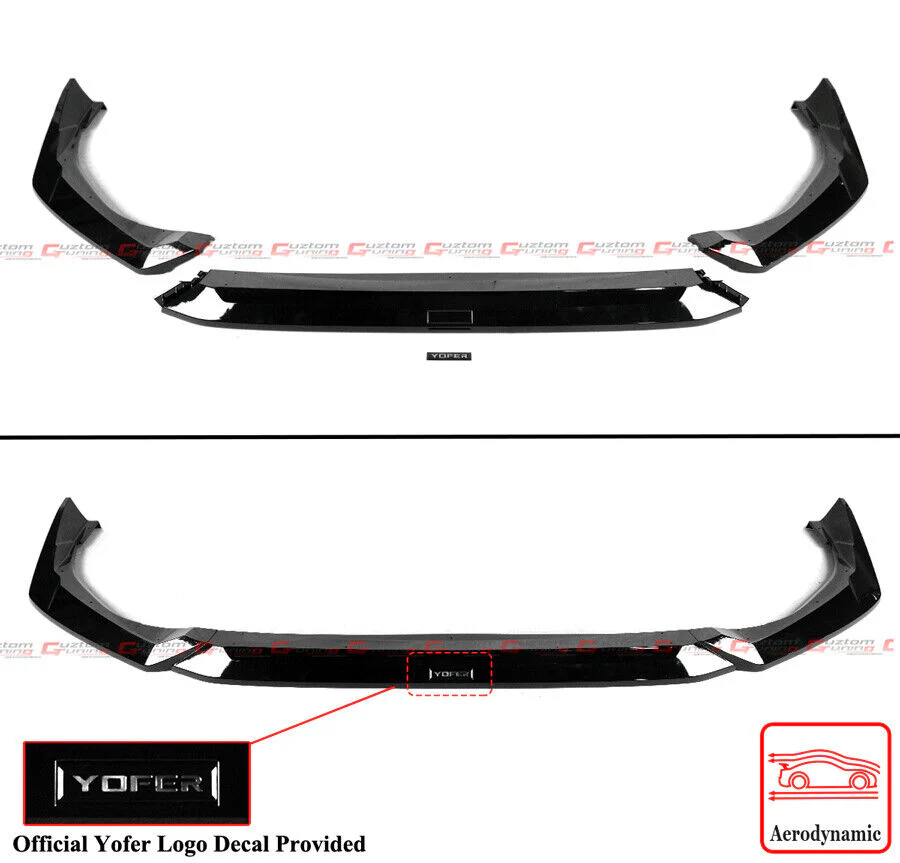 For 2025-2026 Honda Civic 11.5th Gen Yofer Glossy Black Front Bumper Lip Splitter - Image 3