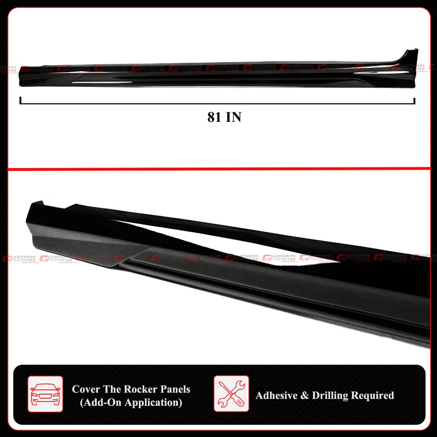 For 2025 2026+ Toyota Camry LE SE XSE XLE CTM Design Gloss Black Side Skirt Extension - Image 4
