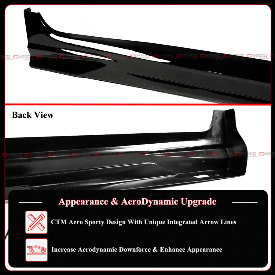 For 2025 2026+ Toyota Camry LE SE XSE XLE CTM Design Gloss Black Side Skirt Extension - Image 5