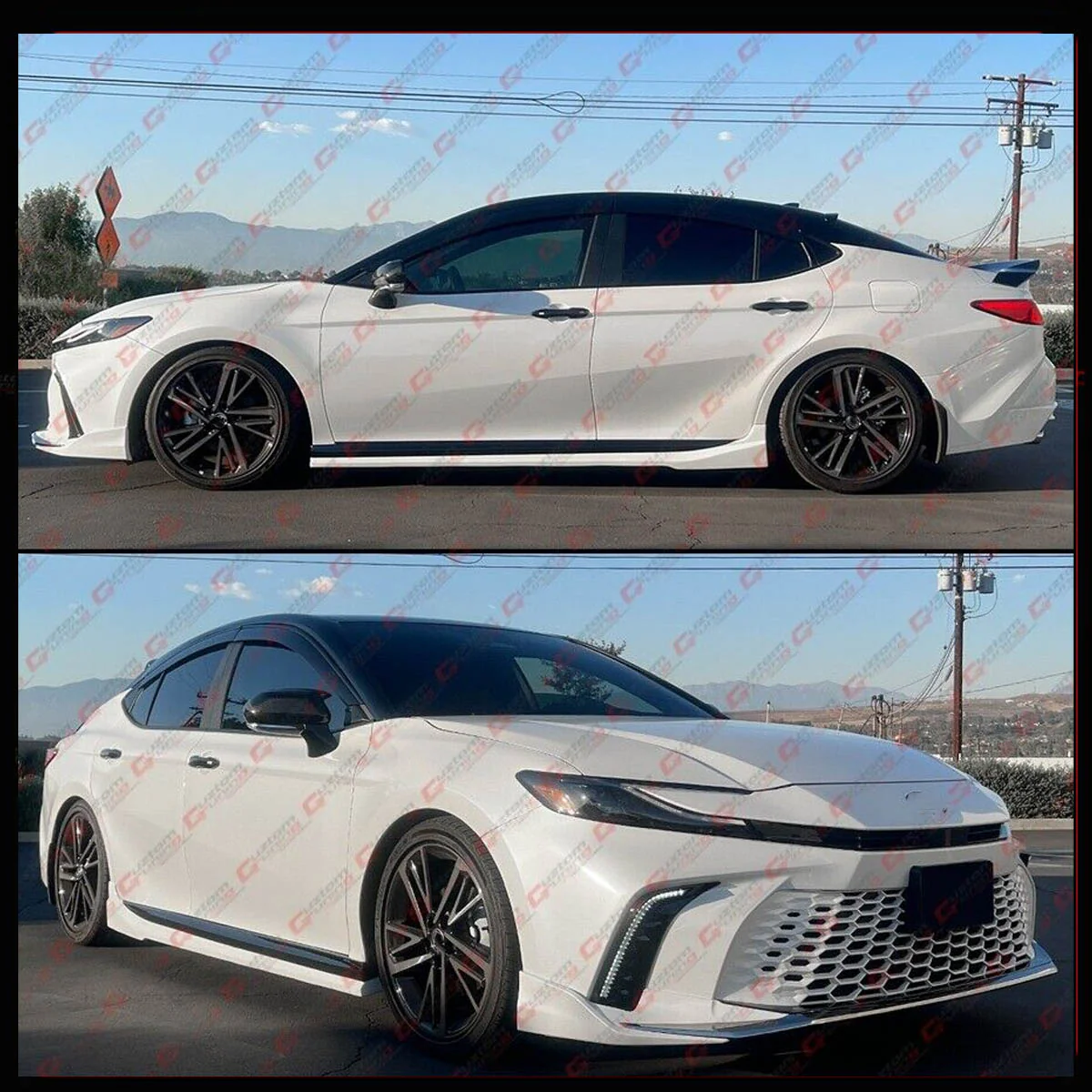 For 2025 2026+ Toyota Camry Pearl White Black 2 Tone Side Skirt Extension - Image 5