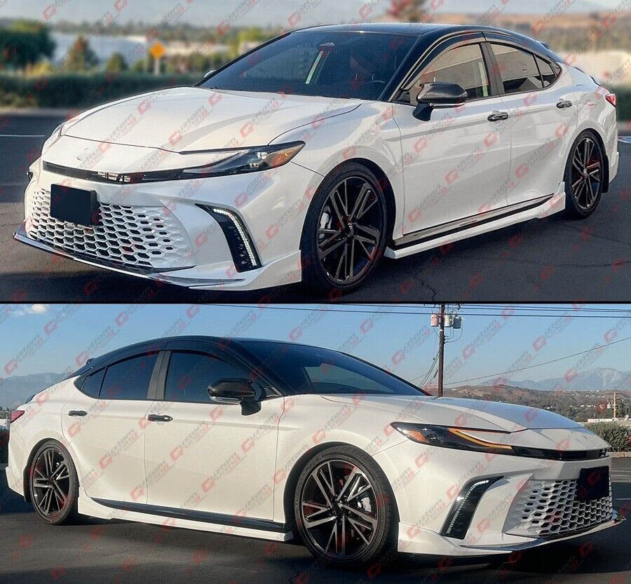 For 2025 2026+ Toyota Camry Pearl White Black 2 Tone Side Skirt Extension - Image 6
