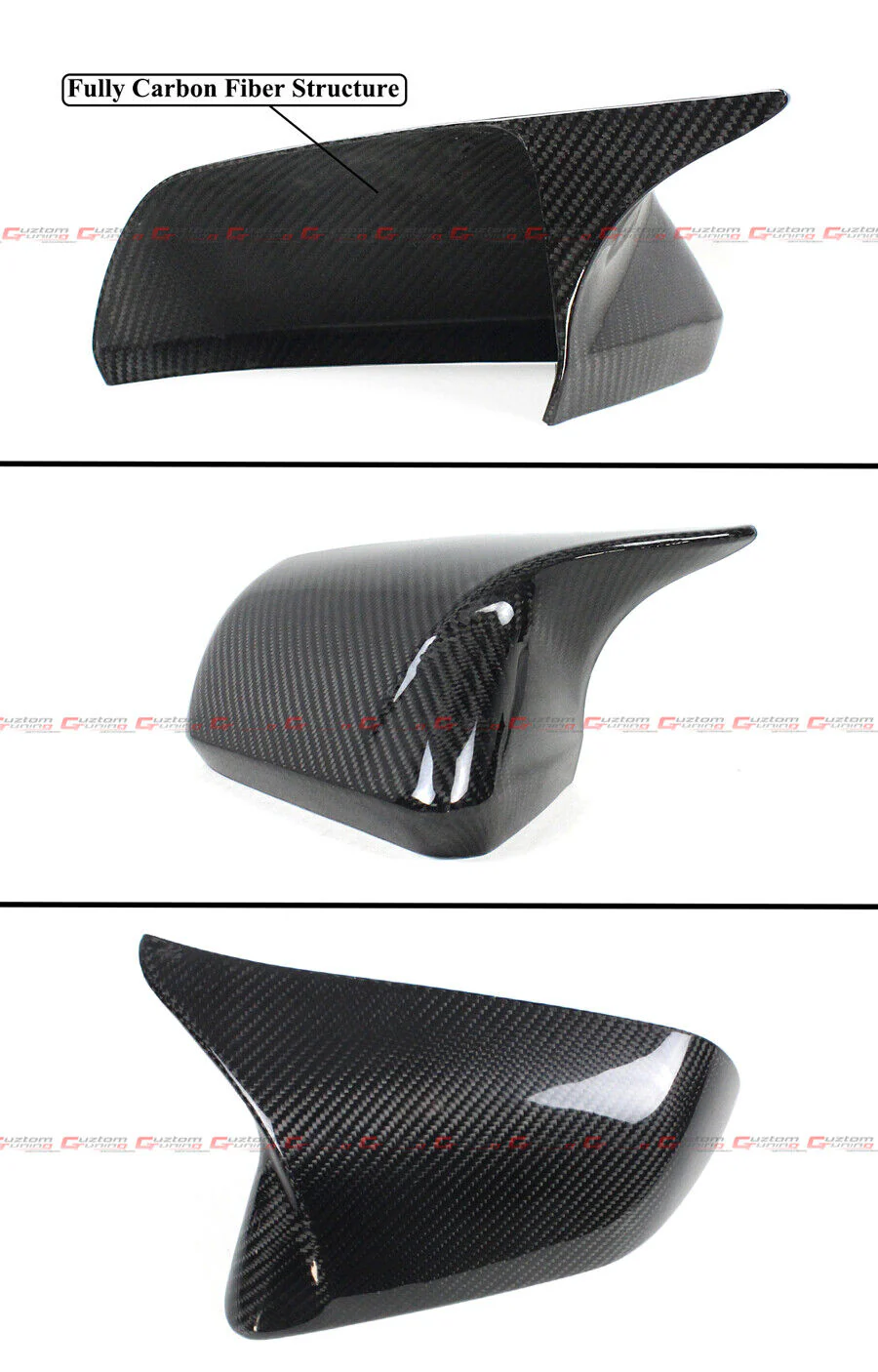FOR 24-25 FORD MUSTANG DRY CARBON FIBER M STYLE SIDE MIRROR COVER CAP W/O LIGHT - Image 2