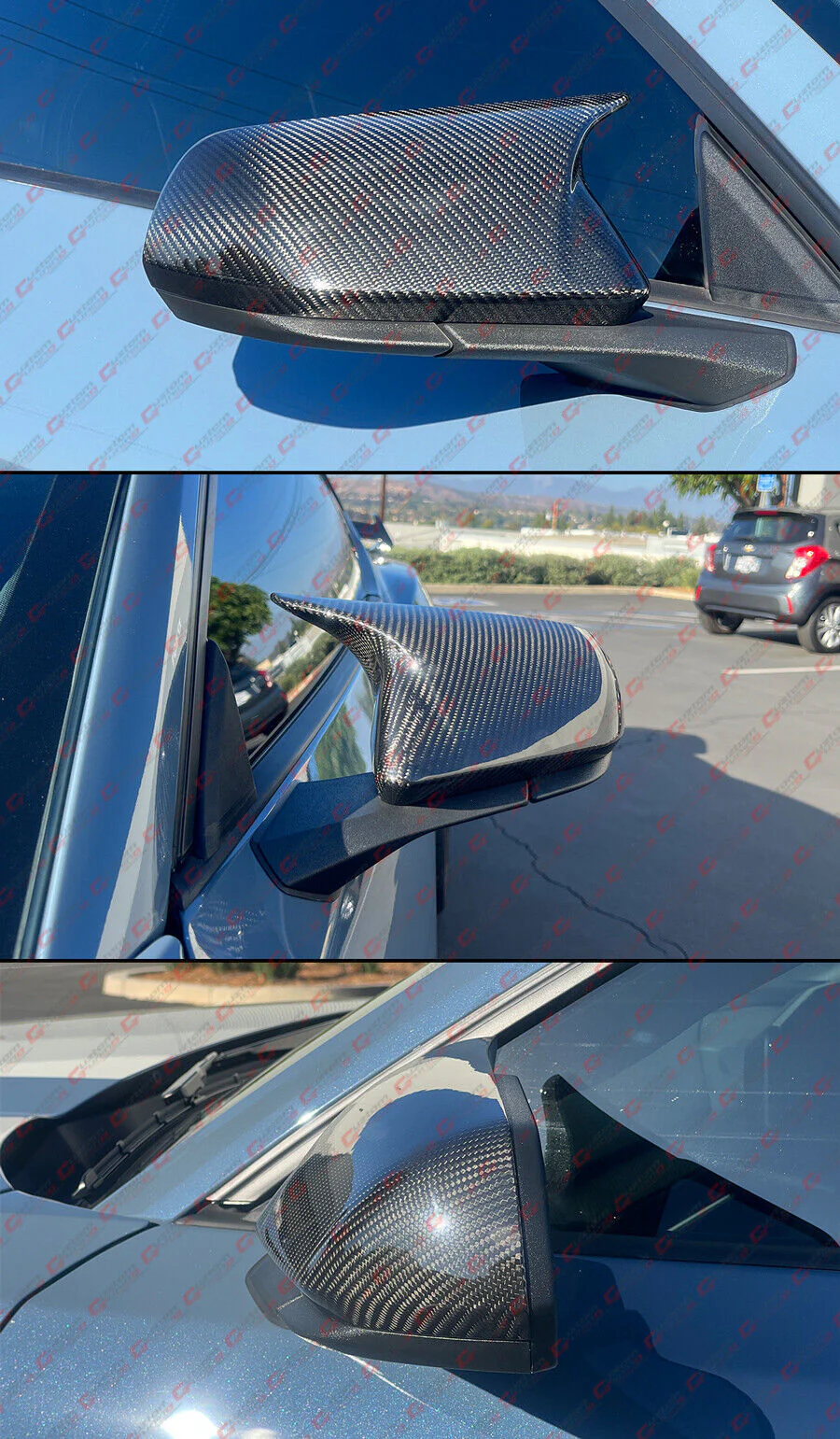 FOR 24-25 FORD MUSTANG DRY CARBON FIBER M STYLE SIDE MIRROR COVER CAP W/O LIGHT - Image 4