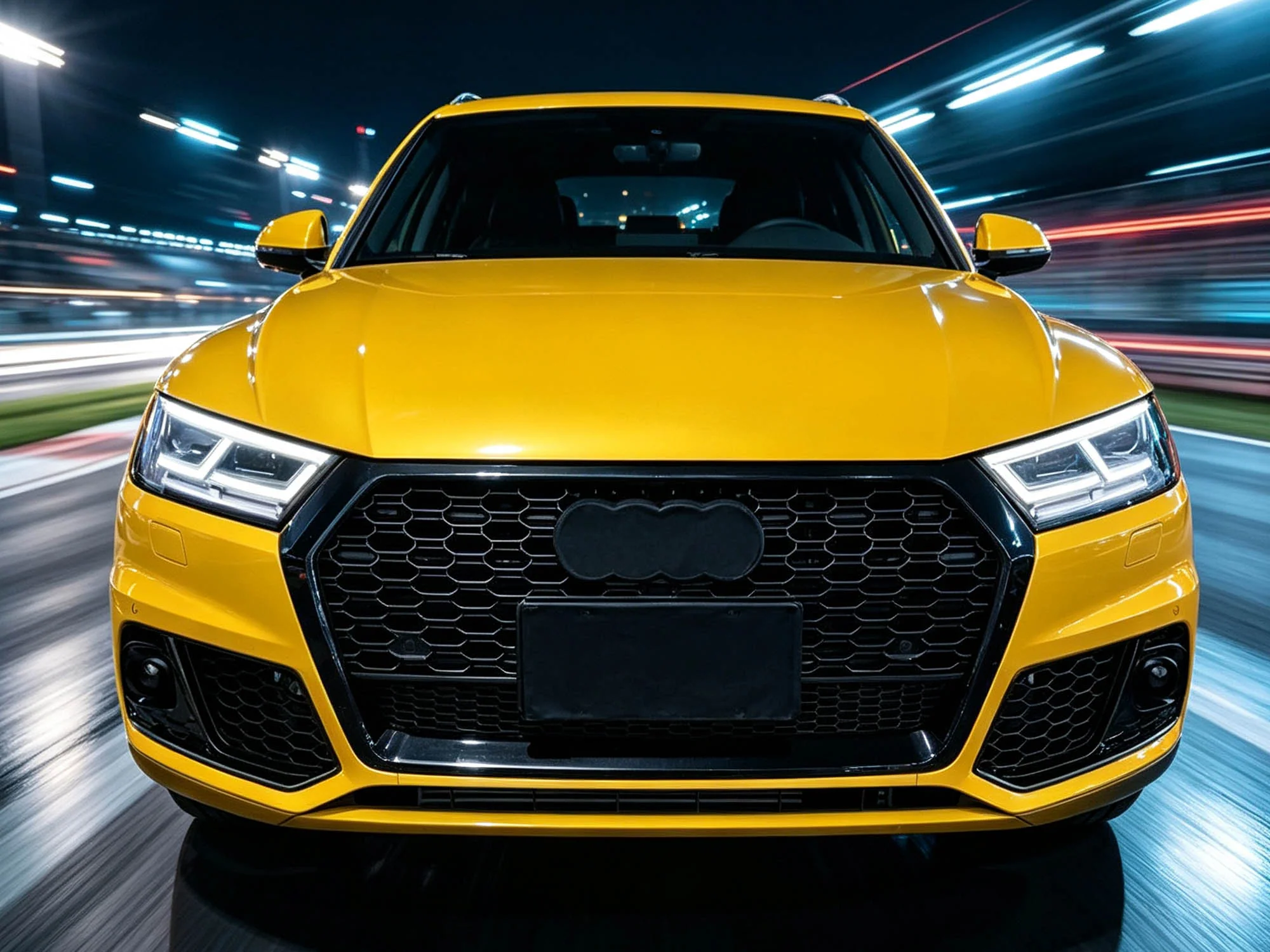 For Audi Q5 Non S-line 2018-2020 Gloss Black Front Honeycomb Mesh Grill+Fog Lamp Cover Bezels - Image 2