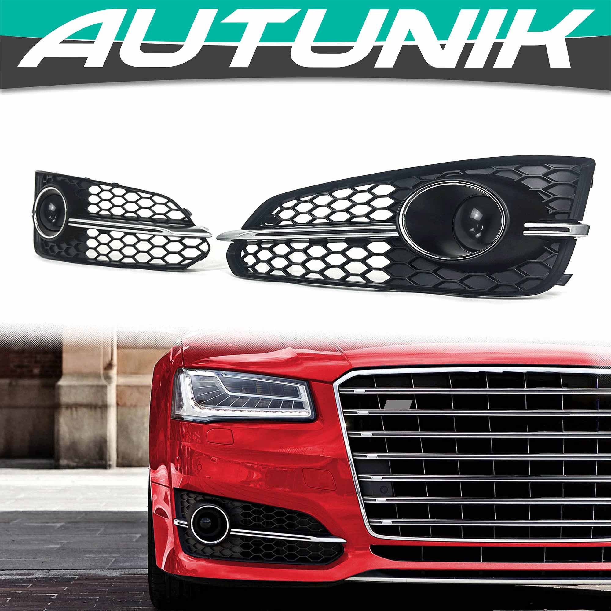 Pair For 2015-2018 Audi S8 A8 Front Left+Right Fog Light Covers 4H0-807-679-AB-3FZ