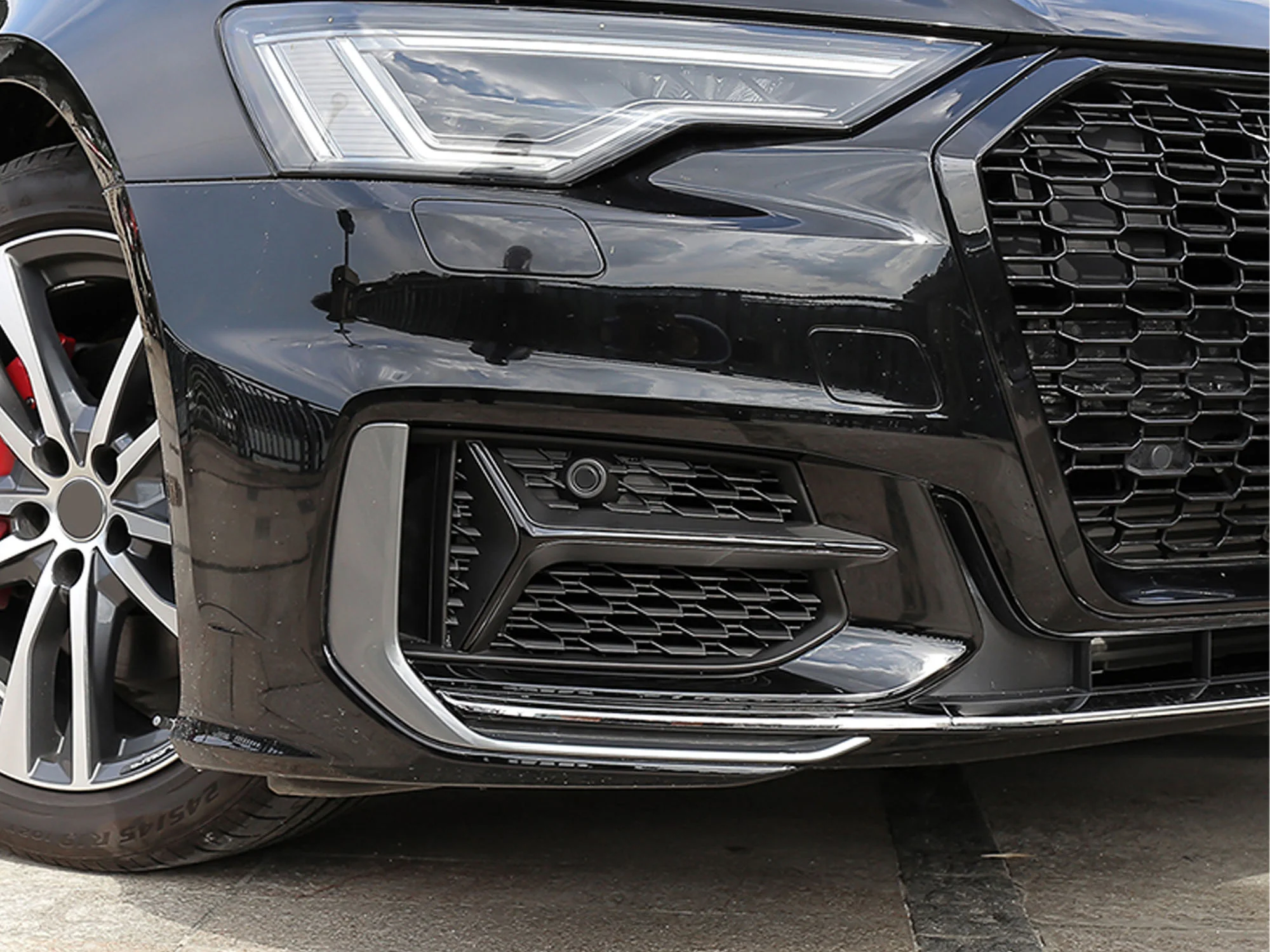 Pair L+R Honeycomb Fog Light Grille Cover Bezels For AUDI A6 C8 S-line S6 2019-2025 - Image 4