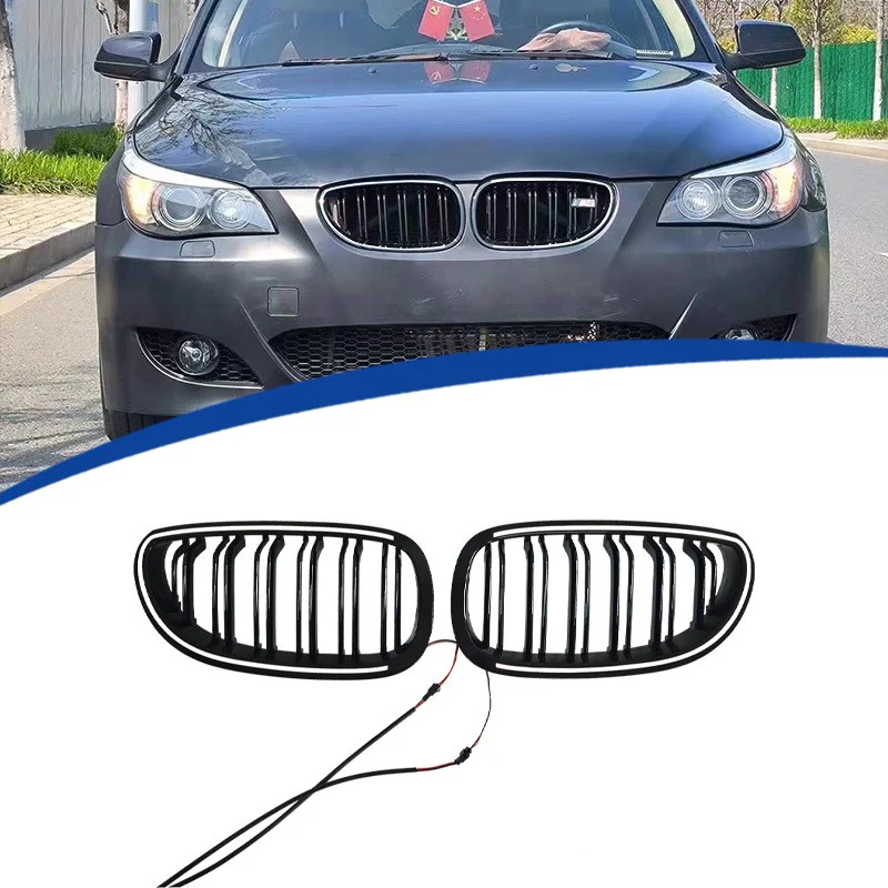 For BMW 5 Series E60 2004-2009 LED Front Bumper Grille Bumper Grill Radiator Gloss Black