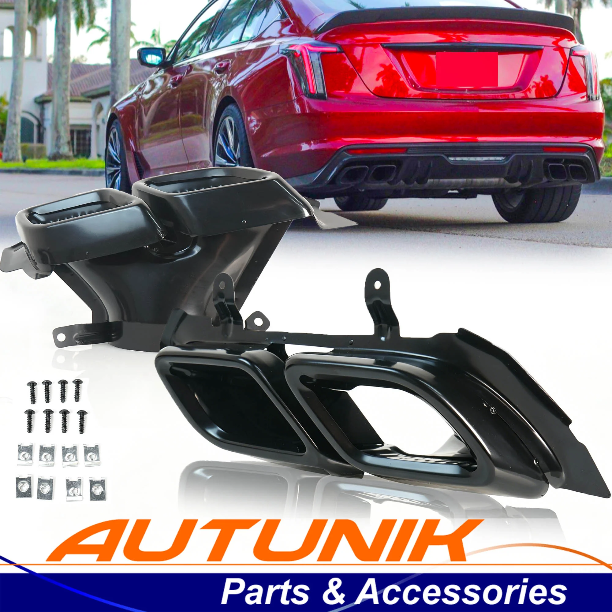 For 2020-2024 Cadillac CT5 NON-V Rear Dual Exhaust Muffler Tail Pipes Tip Black