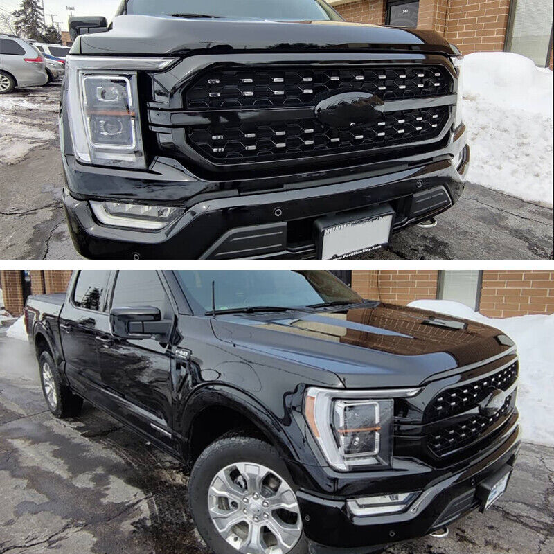 For Ford F-150 F150 Platinum 2021-2023 Agate Black Front Bumper Grille Assembly - Image 3