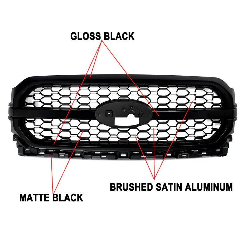 For Ford F-150 F150 Platinum 2021-2023 Agate Black Front Bumper Grille Assembly - Image 4