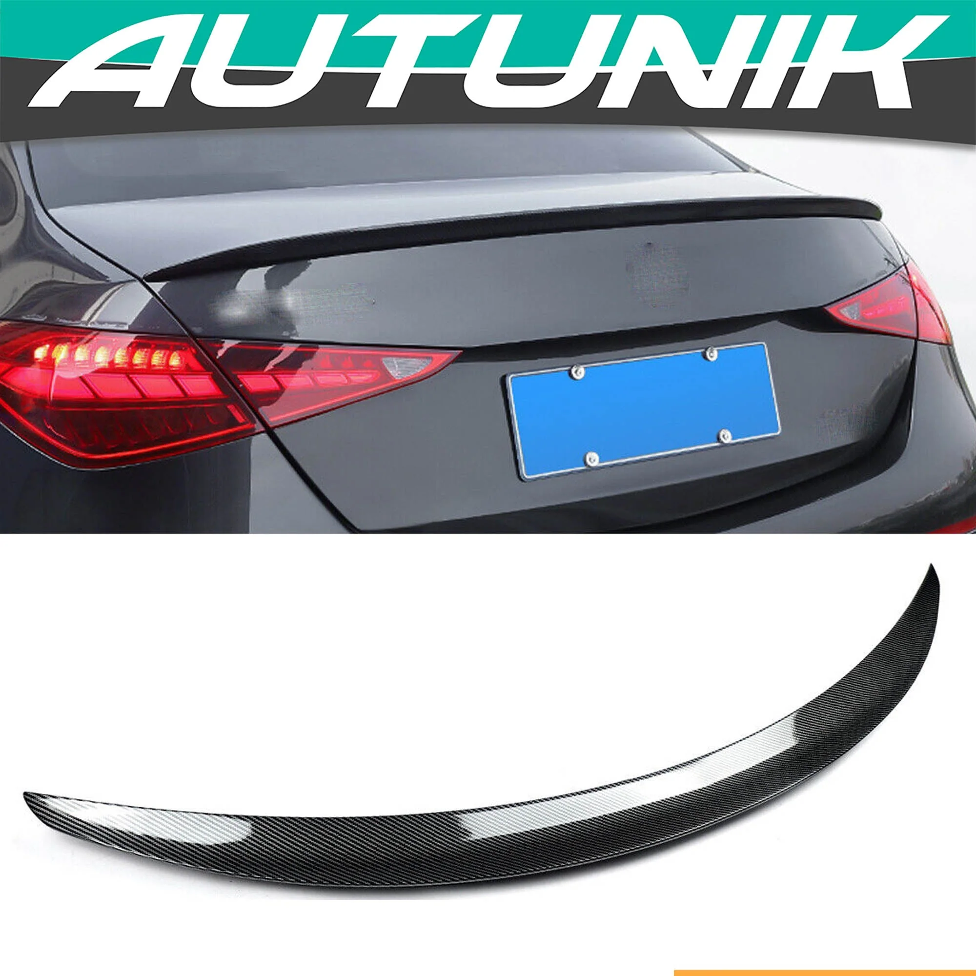 For 2022-2026 Mercedes Benz W206 Sedan C300 Carbon Fiber Look Trunk Spoiler Wing