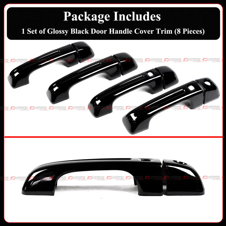 For With Smart Key Hole 2019-2025 RAM 1500 Gloss Black Door Handle Cover Trim Overlay - Image 3