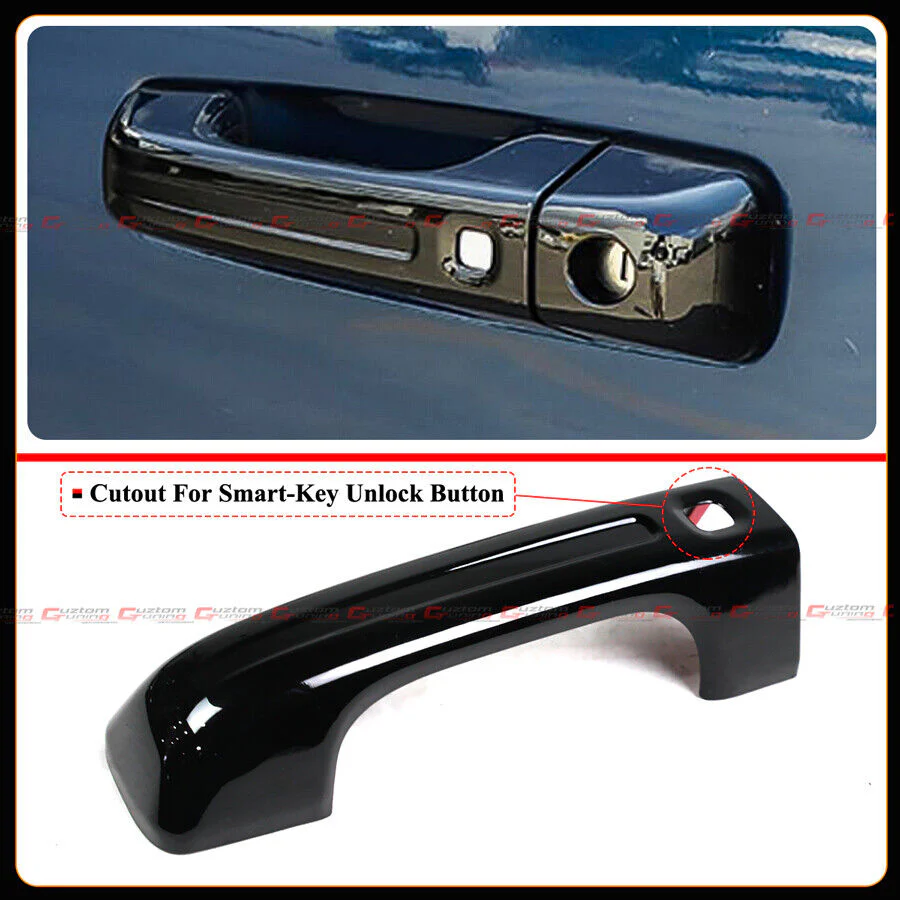 For With Smart Key Hole 2019-2025 RAM 1500 Gloss Black Door Handle Cover Trim Overlay - Image 5