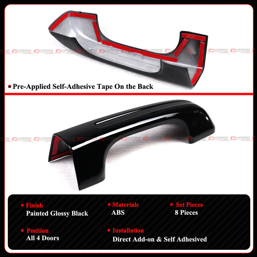 For With Smart Key Hole 2019-2025 RAM 1500 Gloss Black Door Handle Cover Trim Overlay - Image 6