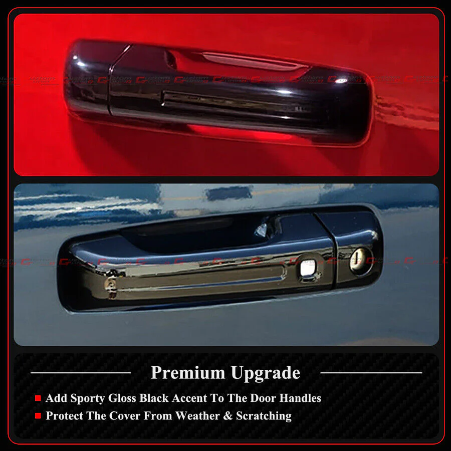 For With Smart Key Hole 2019-2025 RAM 1500 Gloss Black Door Handle Cover Trim Overlay - Image 7