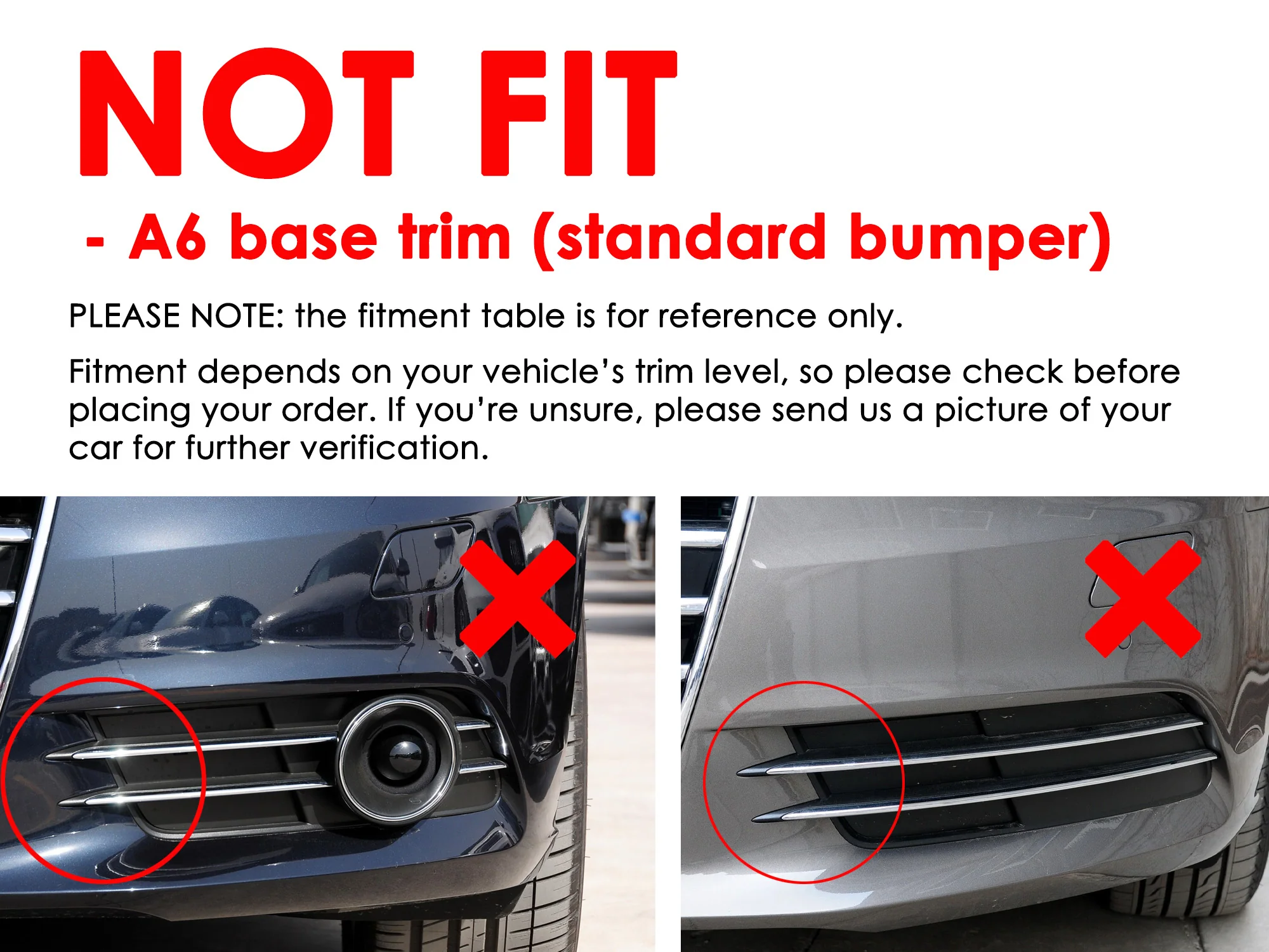 Front Bumper Fog Light Grill Cover for Audi A6 C7 S-line S6 2012 2013 2014 2015 - Image 3
